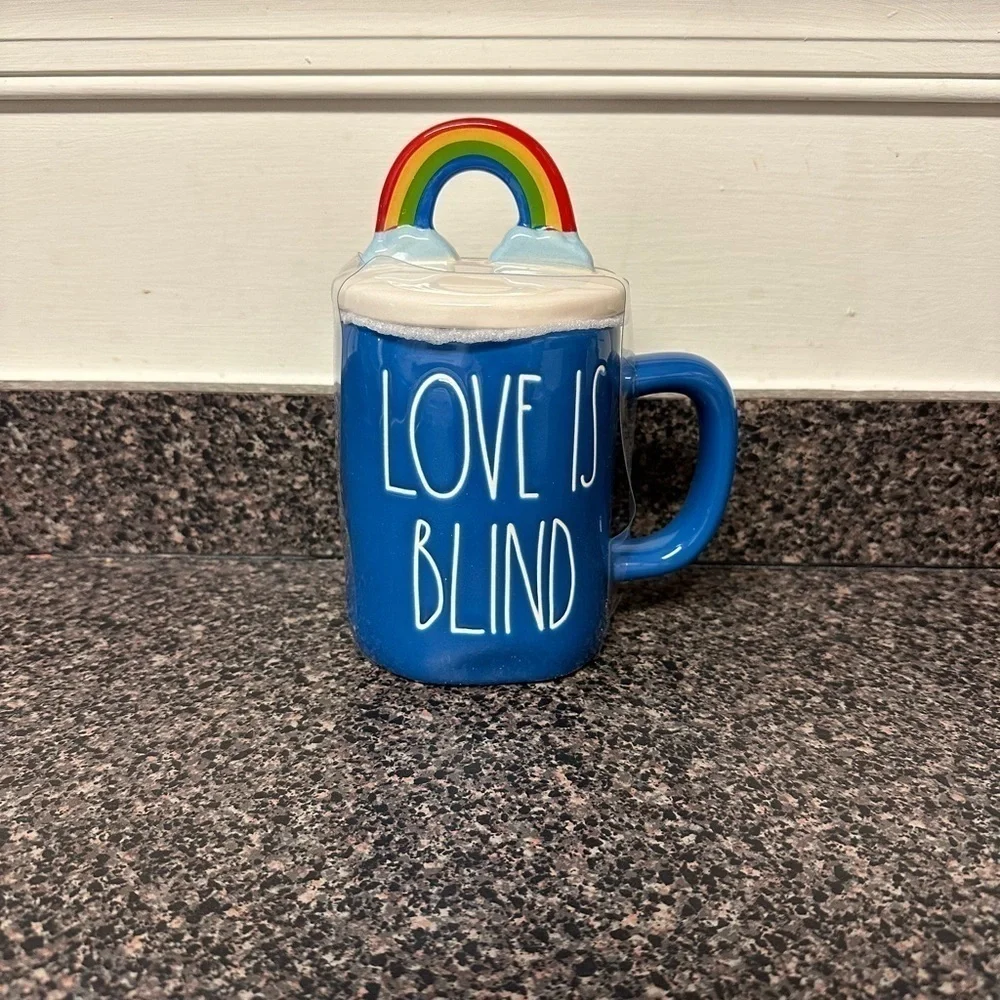 Rae Dunn Love is Blind Mug with Lid
